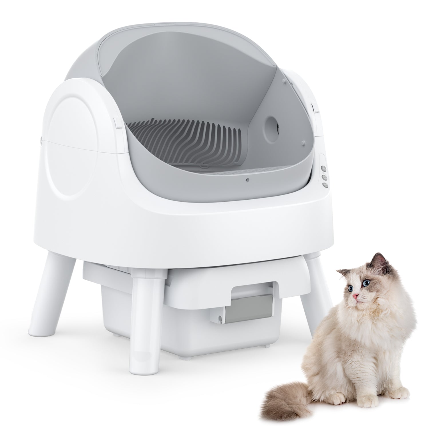 PetPivot Automatic Cat Litter Box Self-Cleaning with Safety Protection, Mat and Trash Bags Included