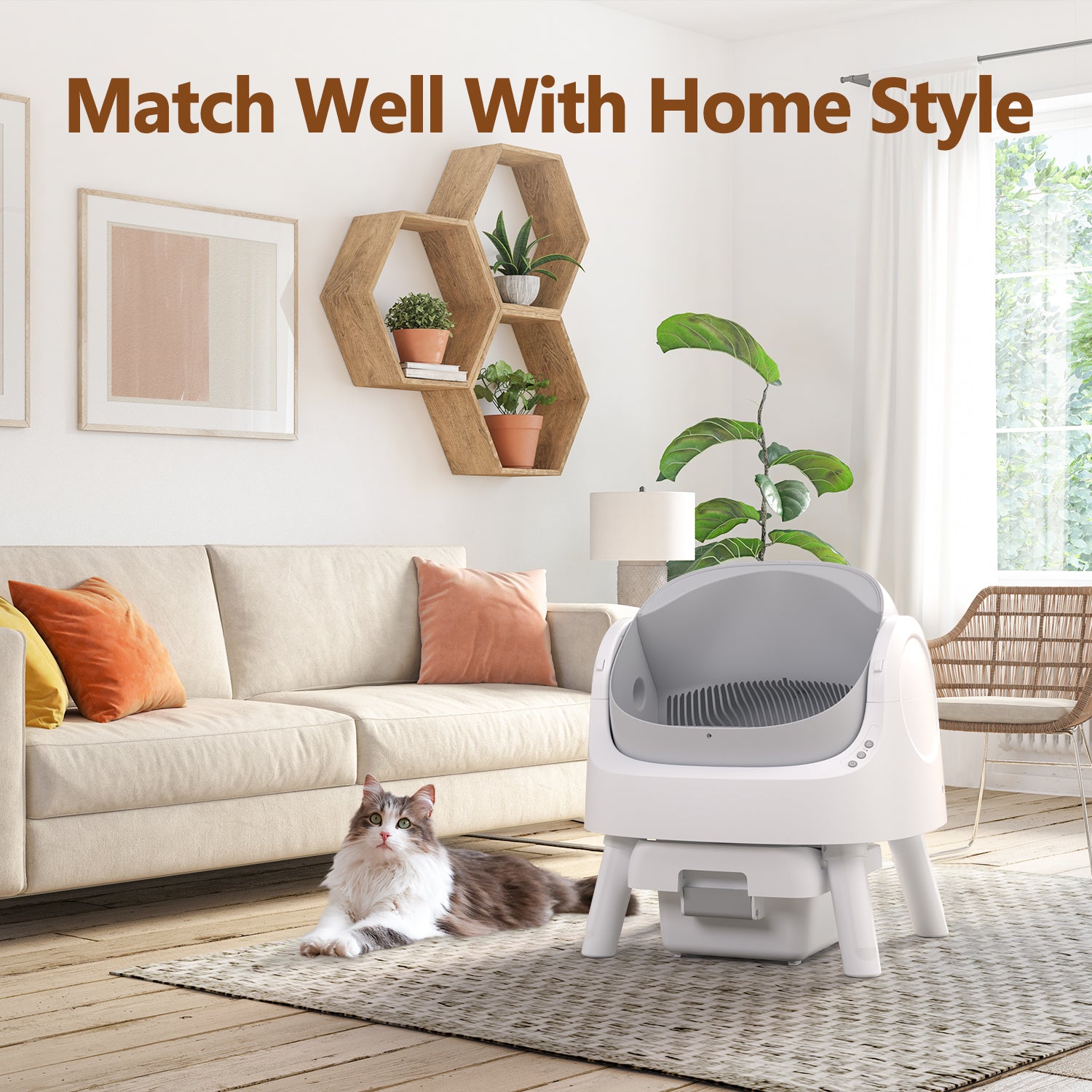 PetPivot Automatic Cat Litter Box Self-Cleaning with Safety Protection, Mat and Trash Bags Included