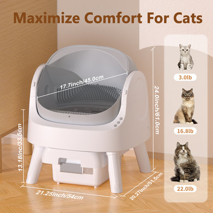 PetPivot Automatic Cat Litter Box Self-Cleaning with Safety Protection, Mat and Trash Bags Included