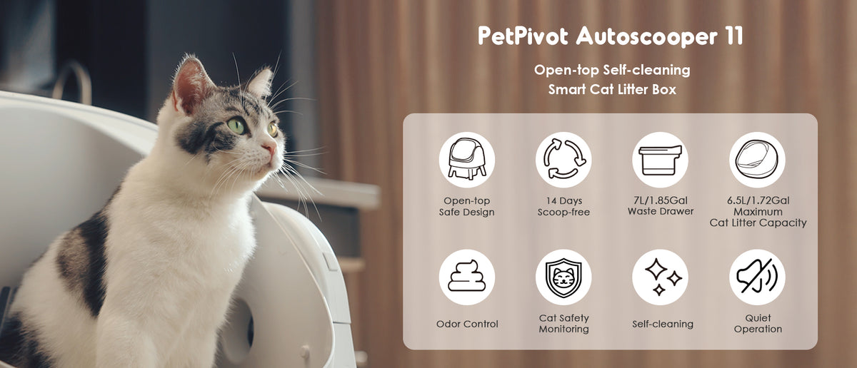 Pet Auto Clean Machine Autoscooper 11 Open-top Self-cleaning Smart Cat Litter Box-PetPivot